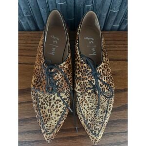 Leopard Print Pointed Toe Lace-Up Flats